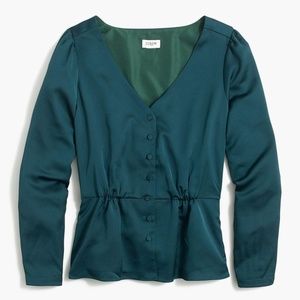 NWT - Petite Satin Button-front Jcrew Blouse